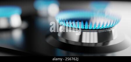 Propane butane gas burners with defocused background - 3D illustration ...