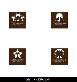 Set Dates tree Logo Template vector symbol nature Stock Vector