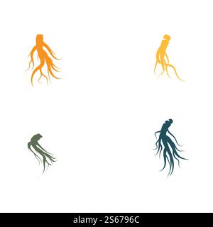 Set Ginseng Wave Logo Template vector symbol nature Stock Vector