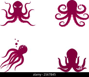 Octopus logo ilustration vector template Stock Vector