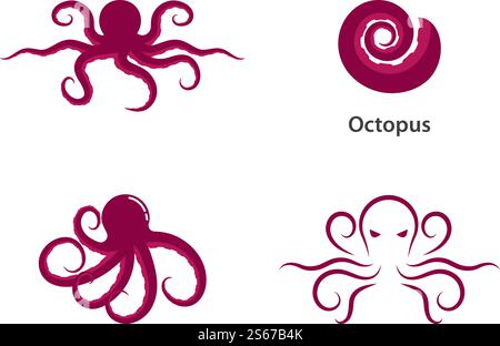 Octopus logo ilustration vector template Stock Vector