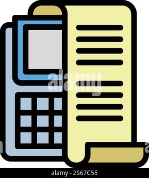 Check payment terminal icon. Outline check payment terminal vector icon for web design isolated on white background. Check payment terminal icon, outline style Stock Vector