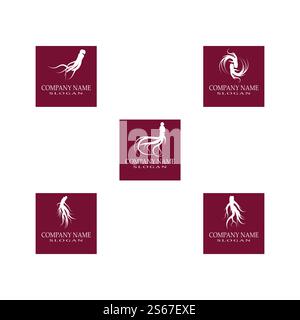 Set Ginseng Logo Template vector symbol nature Stock Vector