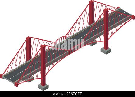 Sea bridge icon. Isometric of sea bridge vector icon for web design isolated on white background. Sea bridge icon, isometric style Stock Vector