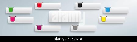 8 Tabs Long Header Infographic PiAd Long banner infographic with 8 tabs on the gray background. Stock Photo