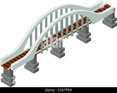 Train bridge icon. Isometric of train bridge vector icon for web design isolated on white background. Train bridge icon, isometric style Stock Vector