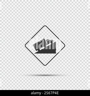 Steep Hill Ascent Signs vector on transparent background,vector illustration Stock Vector