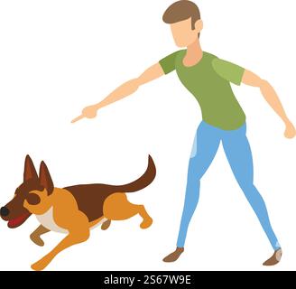 Dog run command icon. Isometric of dog run command vector icon for web design isolated on white background. Dog run command icon, isometric style Stock Vector