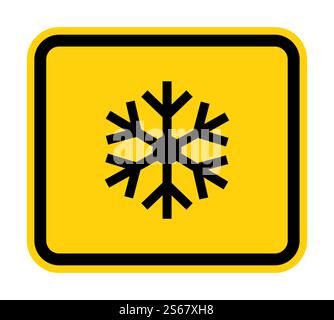 triangle warning sign with snowflake symbol Isolate On White Background,Vector Illustration EPS.10 Stock Vector
