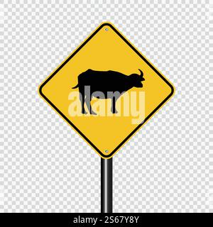 Animal crossing sign on transparent background,vector illustration Stock Vector