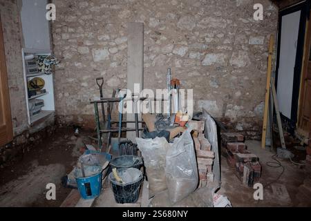 Building works going on at a private dwelling Stock Photo