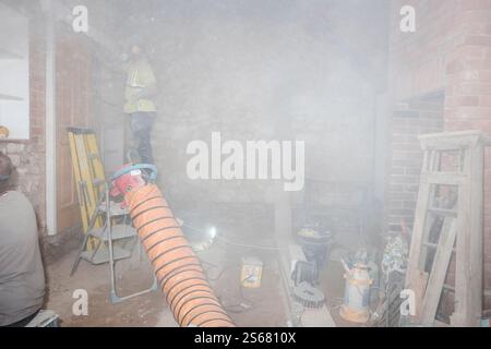 Building works going on at a private dwelling Stock Photo