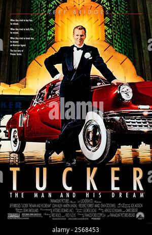 Tucker: The Man and His Dream (1988) directed by Francis Ford Coppola and starring Jeff Bridges, Joan Allen, and Martin Landau. The true story of Preston Tucker's revolutionary car company and his battle against the established Detroit automakers. Photograph of an original 1988 US one sheet poster US one sheet poster EDITORIAL USE ONLY. Credit: BFA / Paramount Pictures Stock Photo