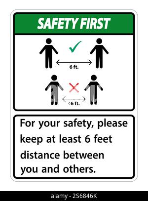 safety first please maintain social distancing while seated sign vector ...