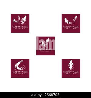 Set Ginseng Logo Template vector symbol nature Stock Vector
