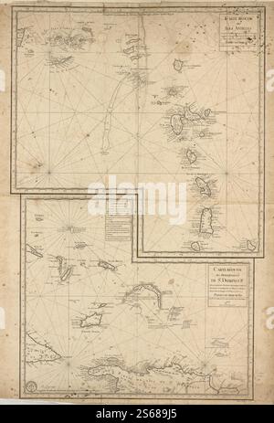 Carte réduite des îles Antilles, au nord du 13me.degré de latitude. 1775 by Verdun de la Crenne  Jean René Antoine, Borda  Jean Charles de, Pingré  Alexandre Guy, Petit  Sculp. Stock Photo