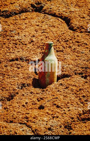 Dry Terrain, Pattern, Bottle, Stock Photo