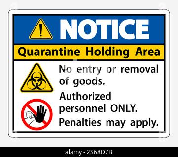 Notice Quarantine Holding Area Sign Isolate On White Background,Vector ...