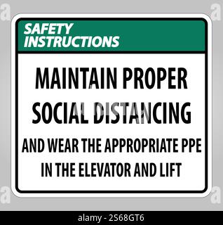 Safety Instructions Maintain Proper Social Distancing Sign Isolate On White Background,Vector Illustration EPS.10 Stock Vector