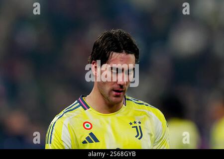 Torino, Italia. 07th Dec, 2024. Juventus' Dusan Vlahovic during the Serie A soccer match between Juventus and Bologna at Allianz Stadium in Turin, North Italy - Saturday, December 07, 2024. Sport - Soccer . (Photo by Spada/Lapresse) Credit: LaPresse/Alamy Live News Stock Photo