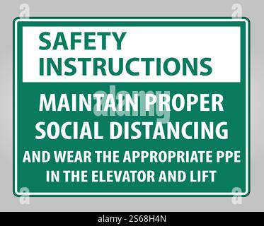 Safety Instructions Maintain Proper Social Distancing Sign Isolate On White Background,Vector Illustration EPS.10 Stock Vector