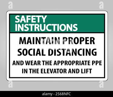 Safety Instructions Maintain Proper Social Distancing Sign Isolate On White Background,Vector Illustration EPS.10 Stock Vector