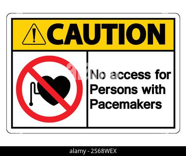 No Access For Persons With Pacemaker Symbol Sign On White Background,Vector Illustration Stock Vector
