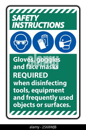Safety Instructions Gloves,Goggles,And Face Masks Required Sign On ...