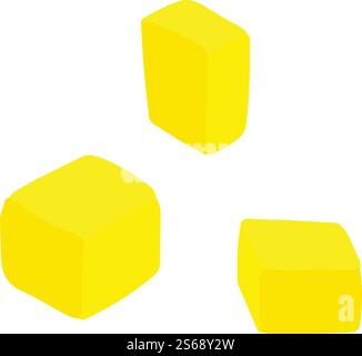 Pineapple cubes icon. Isometric of pineapple cubes vector icon for web design isolated on white background. Pineapple cubes icon, isometric style Stock Vector