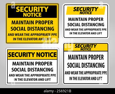 Security Notice Maintain Proper Social Distancing Sign Isolate On White Background,Vector Illustration EPS.10 Stock Vector
