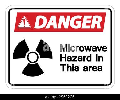 Danger Microwave Hazard Sign on white background,Vector illustration Stock Vector