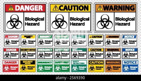 Set Biological Hazard Symbol Sign Isolate On White Background,Vector Illustration Stock Vector