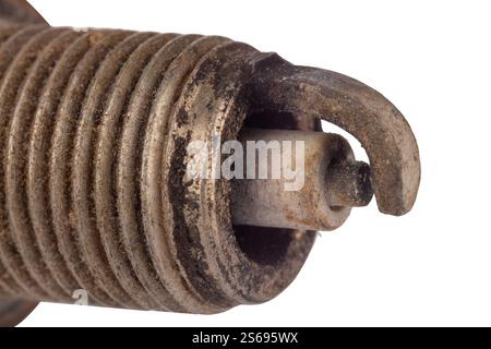 Detailed close up of corroded spark plug electrode Stock Photo