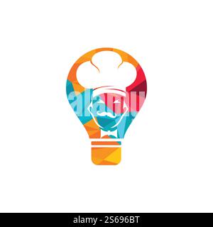 Chef bulb vector logo template. Cooking ideas symbol icon. Stock Vector