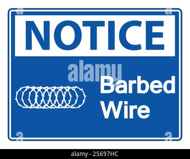 Notice Barbed Wire Symbol Sign On White Background,Vector Illustration Stock Vector