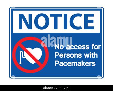 Notice No Access For Persons With Pacemaker Symbol Sign Isolate On White Background,Vector Illustration Stock Vector