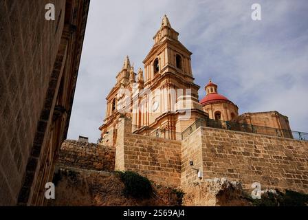 View of the church of Our Lady of Victory Mellieha, Malta Stock Photo