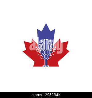 Canada tech vector logo design. Digital media vector logo template illustration design. Stock Vector