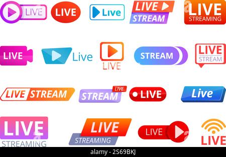 Stream icons set. Cartoon set of stream vector icons for web design. Stream icons set, cartoon style Stock Vector