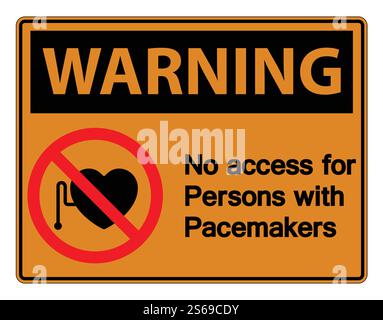 Warning No Access For Persons With Pacemaker Symbol Sign Isolate On White Background,Vector Illustration Stock Vector