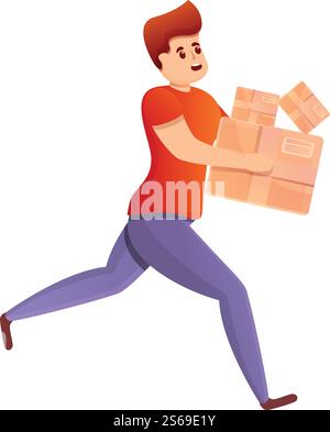 Running quickly courier icon. Cartoon of running quickly courier vector icon for web design isolated on white background. Running quickly courier icon, cartoon style Stock Vector