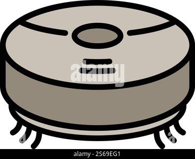 Robot vacuum cleaner icon. Outline robot vacuum cleaner vector icon for web design isolated on white background. Robot vacuum cleaner icon, outline style Stock Vector