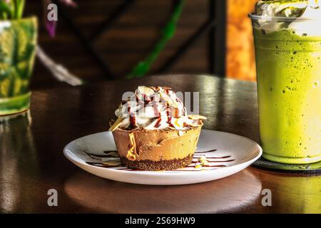 Breakfast with coffee and chocolate cake Stock Photo