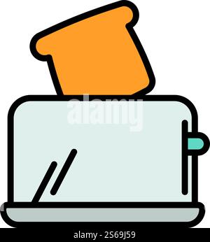 Breakfast toaster icon. Outline breakfast toaster vector icon for web design isolated on white background. Breakfast toaster icon, outline style Stock Vector
