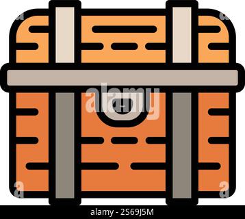 Treasure dower chest icon. Outline treasure dower chest vector icon for web design isolated on white background. Treasure dower chest icon, outline style Stock Vector