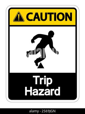 Caution Trip Hazard Symbol Sign Isolate On White Background,Vector Illustration Stock Vector