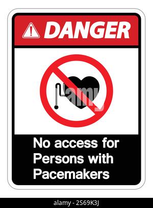Danger No Access For Persons With Pacemaker Symbol Sign Isolate On White Background,Vector Illustration Stock Vector