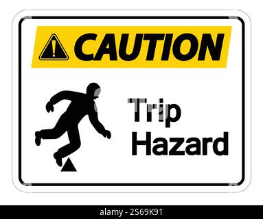 Caution Trip Hazard Symbol Sign Isolate On White Background,Vector Illustration Stock Vector