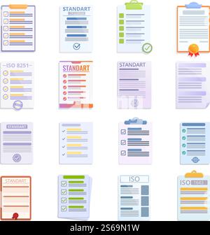Standard icons set. Cartoon set of standard vector icons for web design. Standard icons set, cartoon style Stock Vector