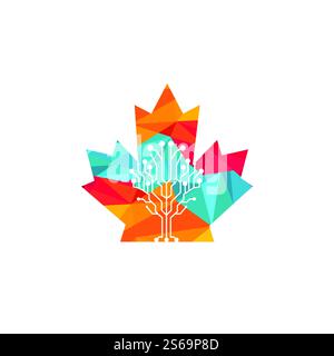 Canada tech vector logo design. Digital media vector logo template illustration design. Stock Vector